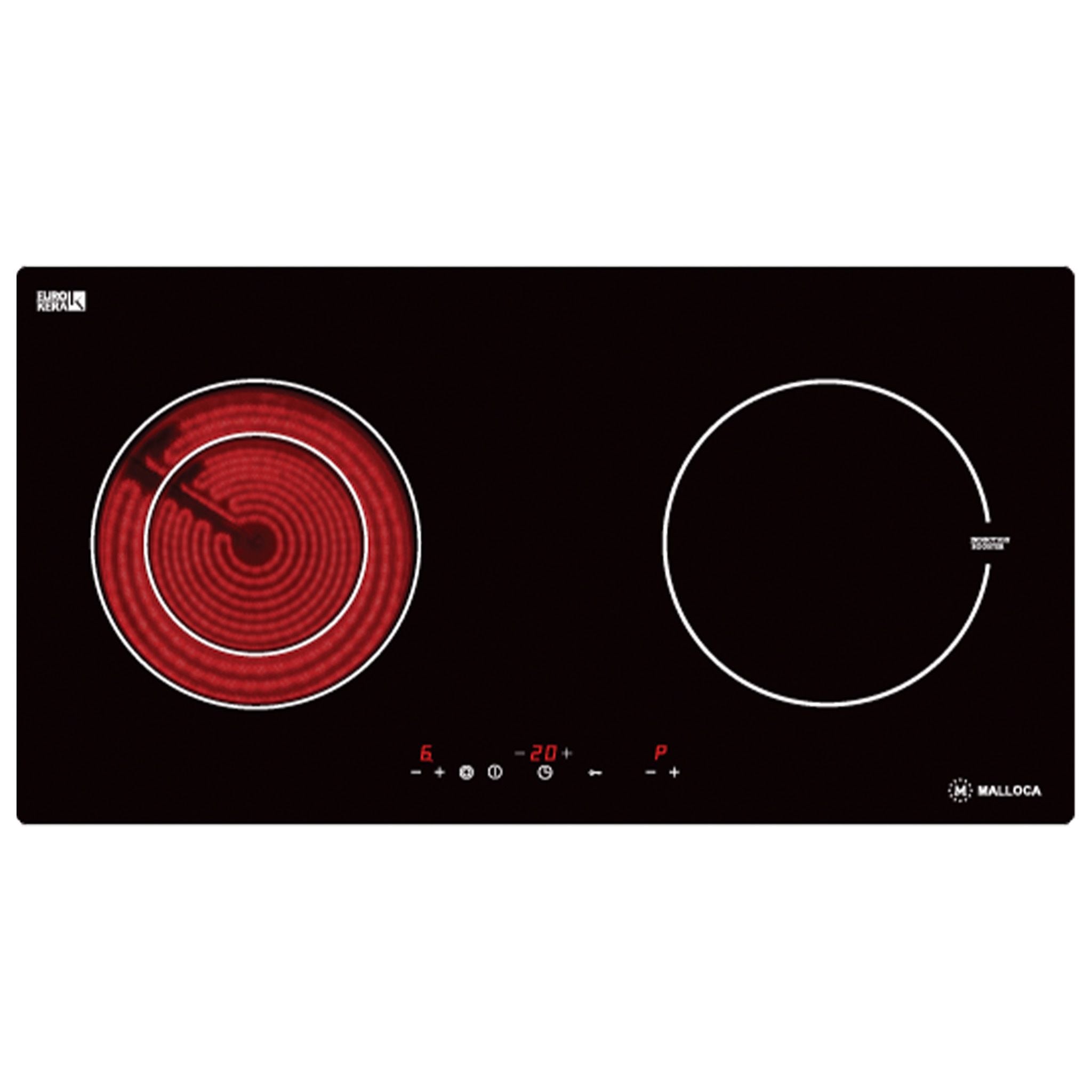 Bếp Điện Từ Đôi Malloca MH-02IR -  Bếp Âm  02 Vùng Nấu