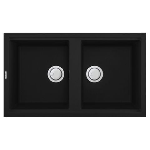Chậu Rửa Bát 2 Hố Bằng Đá Granite Malloca NERO K-45040 | Màu Đen