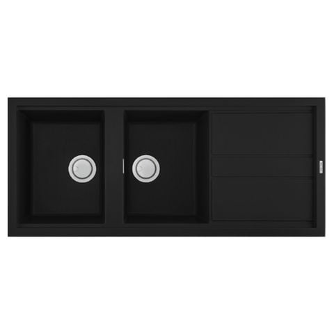 Chậu Rửa Bát 2 Hố Bằng Đá Granite Malloca NERO K-50040 | Màu Đen