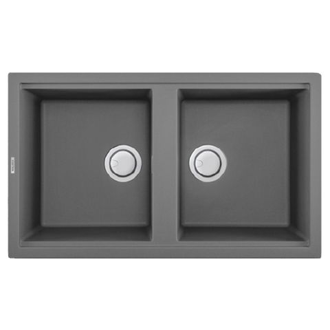 Chậu Rửa Bát 2 Hố Bằng Đá Granite Malloca TITANIUM K-45073 | Màu Xám