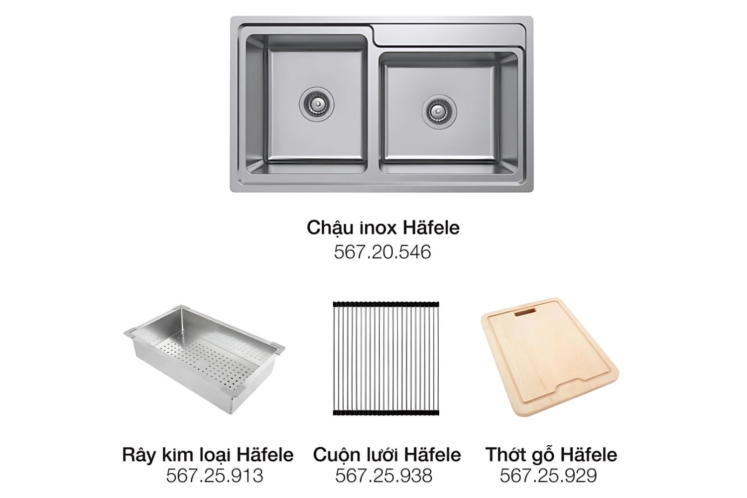 Trọn Bộ Chậu Rửa Bát Và Phụ Kiện Hafele HS20-SSN2S90L 567.20.586