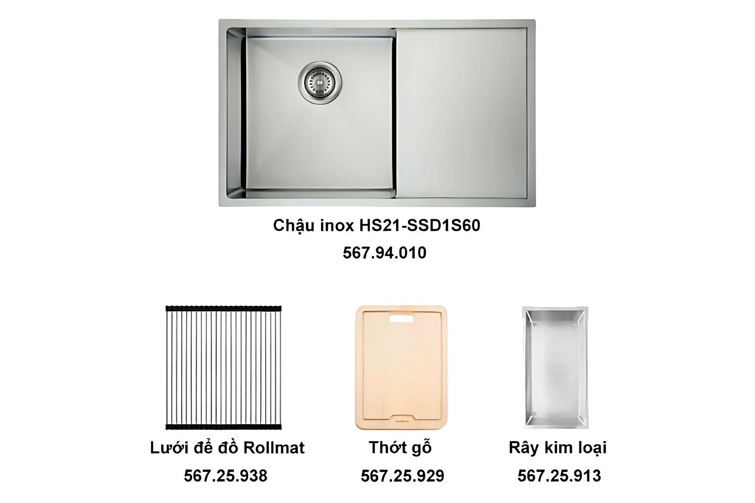 Trọn Bộ Chậu Rửa Bát Và Phụ Kiện Hafele HS21-SSD1S60 567.94.019