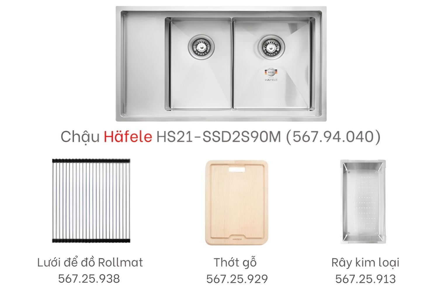 Trọn Bộ Chậu Rửa Bát Và Phụ Kiện Hafele HS21-SSD2S90M 567.94.049