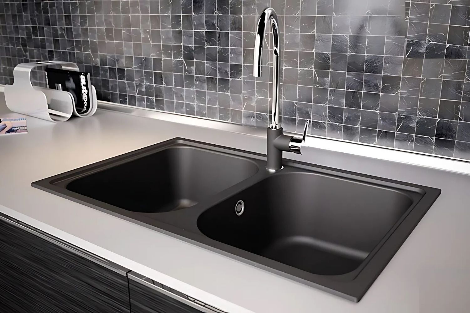 Chậu Rửa Bát 2 Hố Bằng Đá Granstone Hafele HS19-GEN2R90 (570.35.380) | Màu Đen