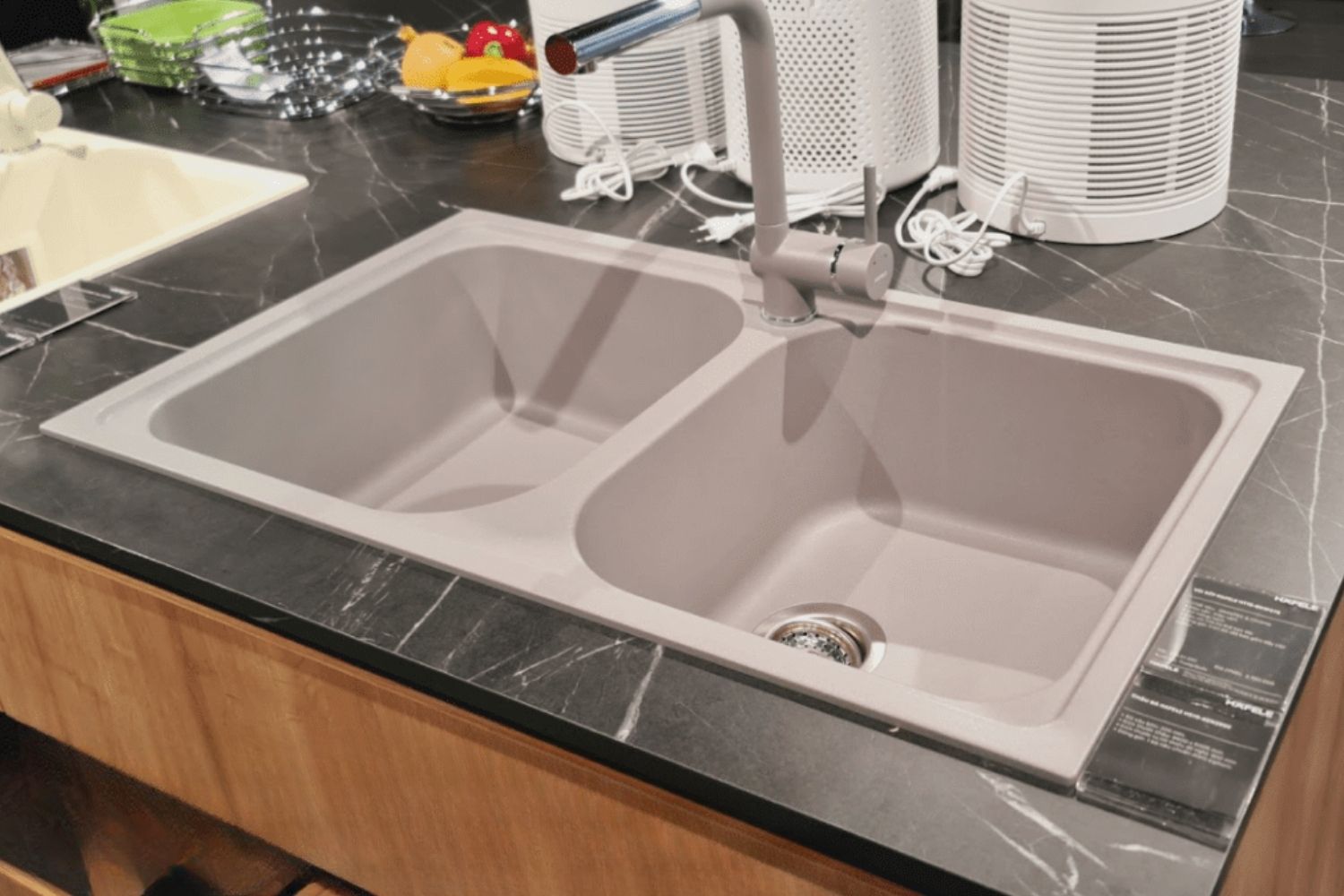 Chậu Rửa Bát 2 Hố Bằng Đá Granstone Hafele HS19-GEN2R90 (570.35.480) | Màu Kem