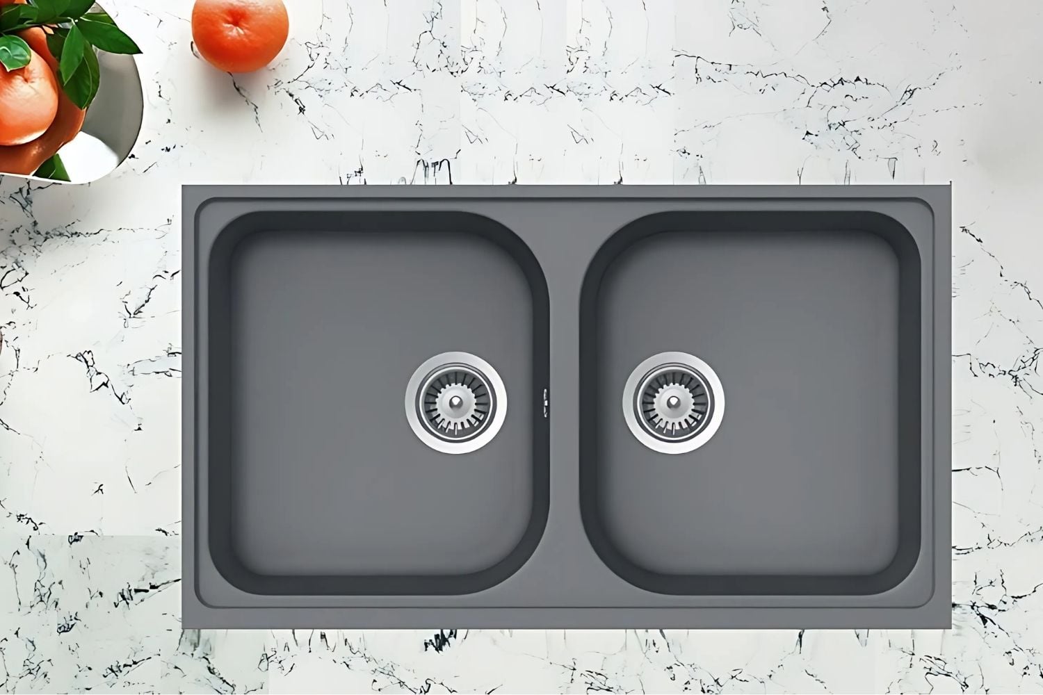 Chậu Rửa Bát 2 Hố Bằng Đá Granstone Hafele HS19-GEN2R90 (570.35.580) | Màu Xám