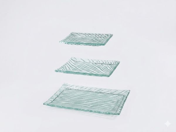 WNK-BỘ ĐĨA THỦY TINH 16X12CM/20X14.8CM/29.8X19CM (GLASS PLATE SET)