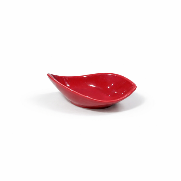ĐĨA SỨ MÀU ĐỎ 10CM (OVAL MINI DISH, BORDEAUX)