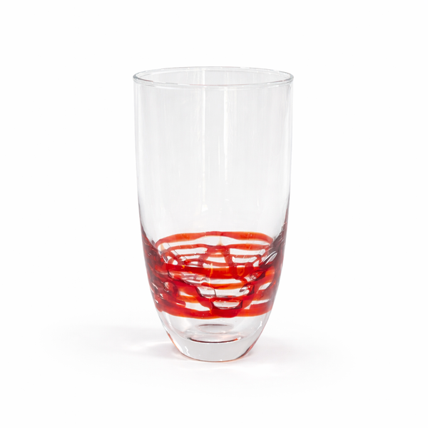 LY THỦY TINH CAO D7.8 X H13.5CM (HI BALL RED SPIRAL + BUBBLES)
