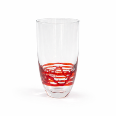 LY THỦY TINH CAO D7.8 X H13.5CM (HI BALL RED SPIRAL + BUBBLES)