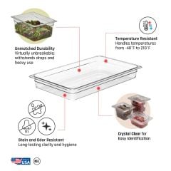 CAMBRO-KHAY NHỰA MÀU TRONG (FOOD PAN 1/3)