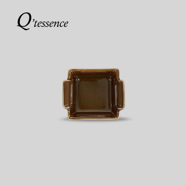 Q'TESSENCE-ĐĨA SỨ MÀU NÂU 7CM (SQUARE MINI DISH)