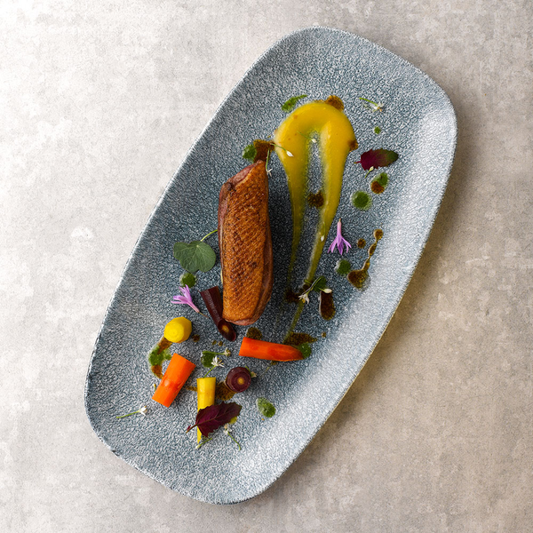 CHURCHILL-ĐĨA GỐM 29.8X15.3CM (RAKU TOPAZ BLUE PLATE)