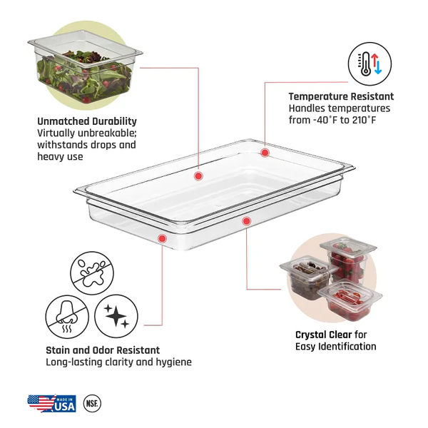 CAMBRO-KHAY NHỰA TRONG SUỐT 32.5X53X6.5CM (PC FOOD PAN GN 1/1)
