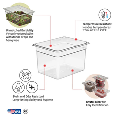 CAMBRO-KHAY NHỰA TRONG SUỐT 26.5X32.5X20CM (PC FOOD PAN GN 1/2)