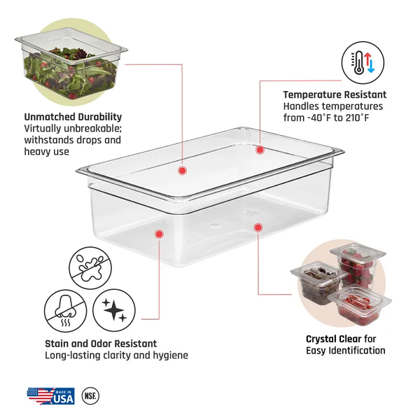 CAMBRO-KHAY NHỰA TRONG SUỐT 32.5X53X15CM (PC FOOD PAN GN 1/1)
