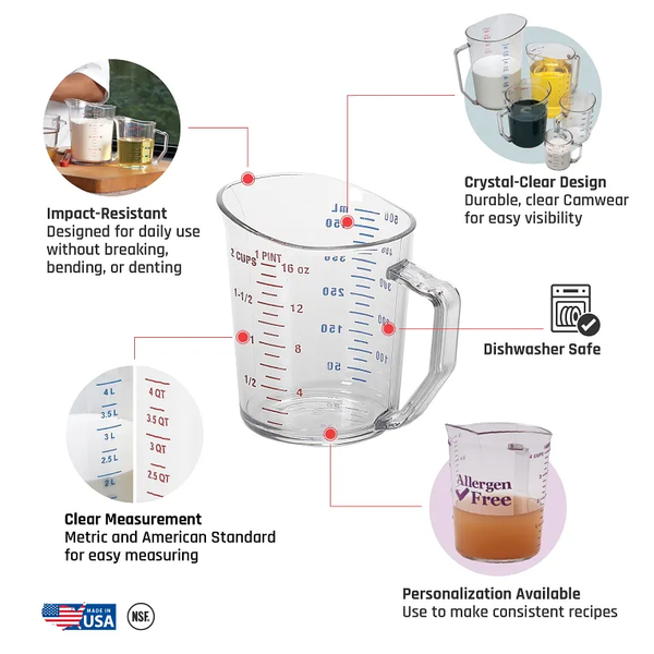 CAMBRO-CA NHỰA MÀU TRONG 0.5L (PC MEASURING CUP)