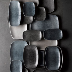 CHURCHILL-ĐĨA GỐM 20X12.1CM (RAKU TOPAZ BLUE OBLONG PLATE)