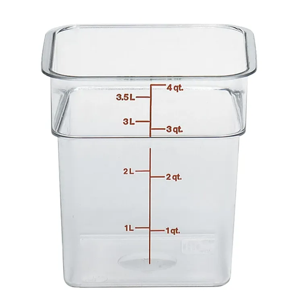 CAMBRO-HỘP NHỰA TRONG SUỐT 18.5X18.5XH18.7CM, 3.8L (PC FOOD CONTAINER)