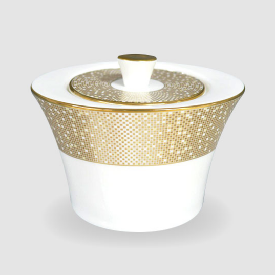 NARUMI-TÔ SỨ CÓ NẮP 250CC (FLAT RIM SUGAR BOWL W/COVER, GOLD DUST)