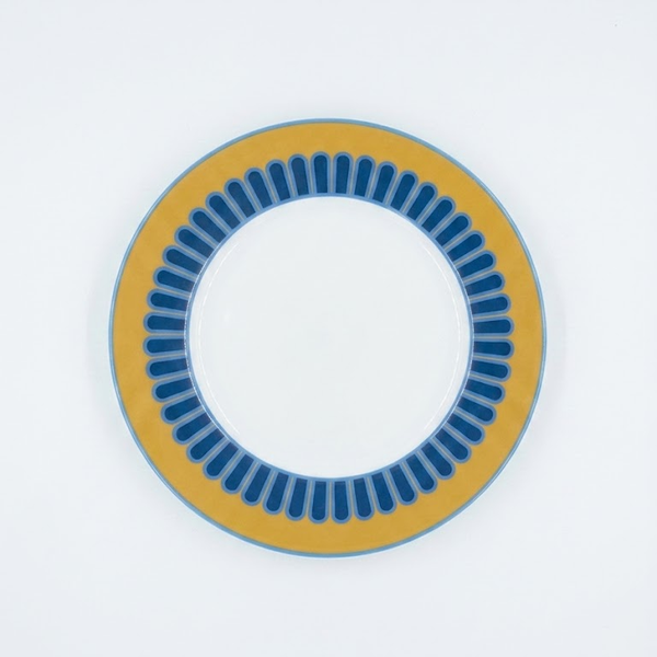 NARUMI-ĐĨA SỨ 16CM (FLAT RIM  PLATE, BLUE & ORANGE WITH DOUC LANGURS DESIGN)