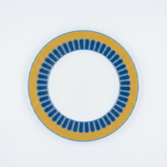 NARUMI-ĐĨA SỨ 16CM (FLAT RIM  PLATE, BLUE & ORANGE WITH DOUC LANGURS DESIGN)
