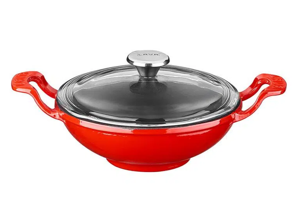 LAVA-CHẢO GANG MÀU ĐỎ 16CM (ROUND MINI WOK)
