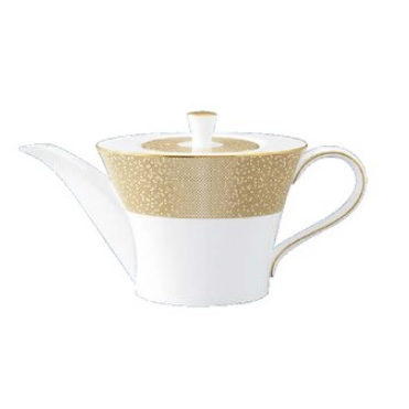 NARUMI-BÌNH TRÀ SỨ CÓ NẮP 710CC (FLAT RIM  TEAPOT W/COVER, GOLD DUST)