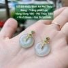 Khấu Bình An Phỉ Thúy Băng - Trắng phớt Lục Vàng Vàng 18K - Phỉ Thúy Tấm ~16x3,8mm 127.99
