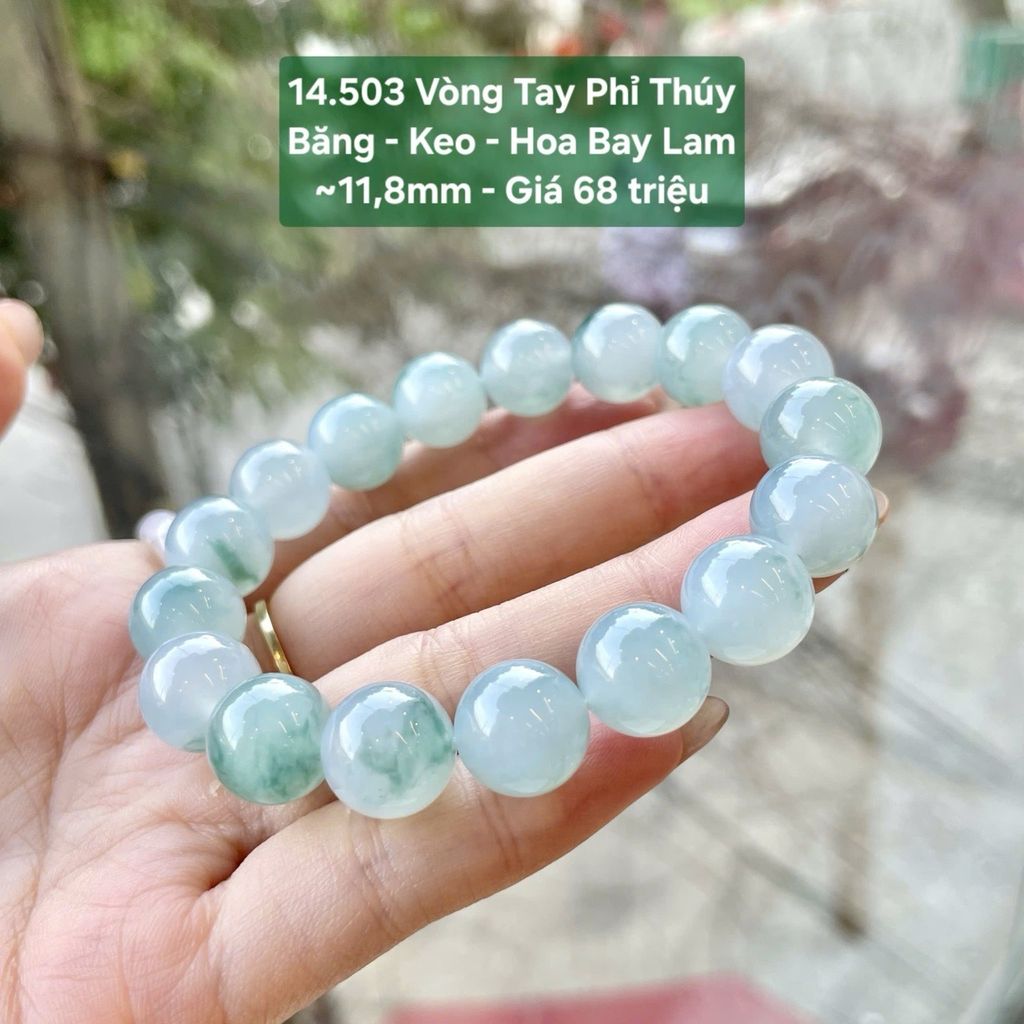 Vòng Tay Phỉ Thúy  Băng - Keo - Hoa Bay Lam  ~11,8mm 14.503