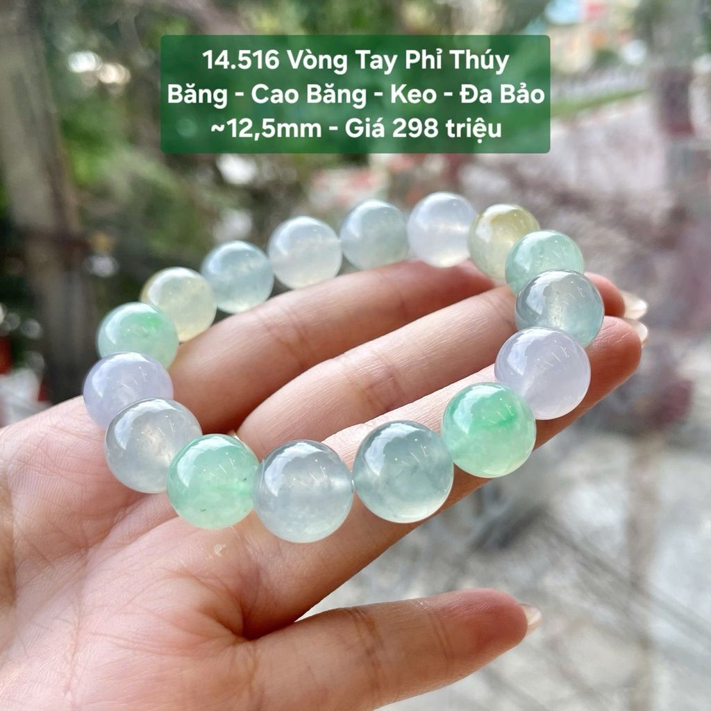 Vòng Tay Phỉ Thúy  Băng - Cao Băng - Keo - Đa Bảo  ~12,5mm 14.516