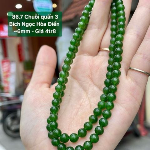 Chuỗi quấn 3  Bích Ngọc Hòa Điền  ~6mm 86.7
