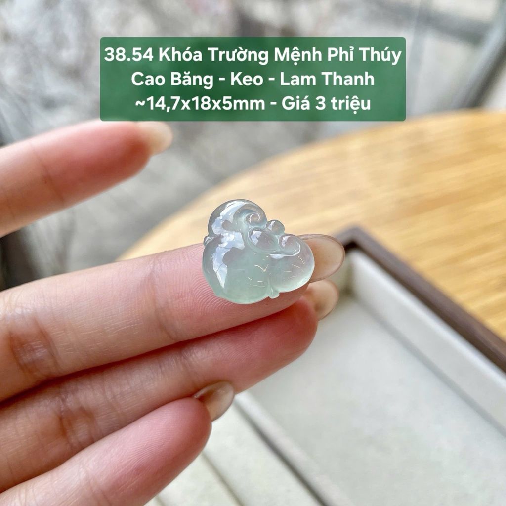 Khóa Trường Mệnh Phỉ Thúy  Cao Băng - Keo - Lam Thanh  ~14,7x18x5mm 38.54