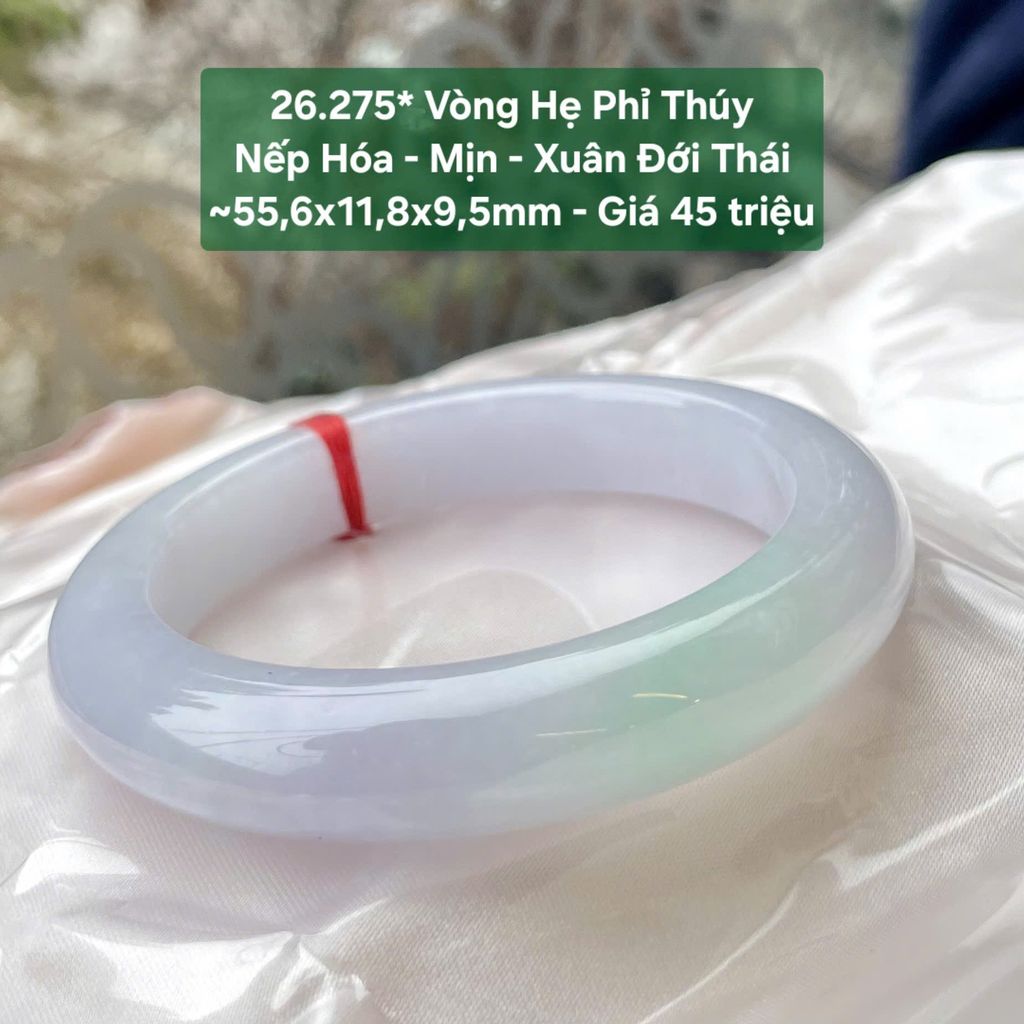 Vòng Hẹ Phỉ Thuý Nếp Hoá - Mịn - Xuân Đới Thái ~55.6x11.8x9.5mm - 26.275*