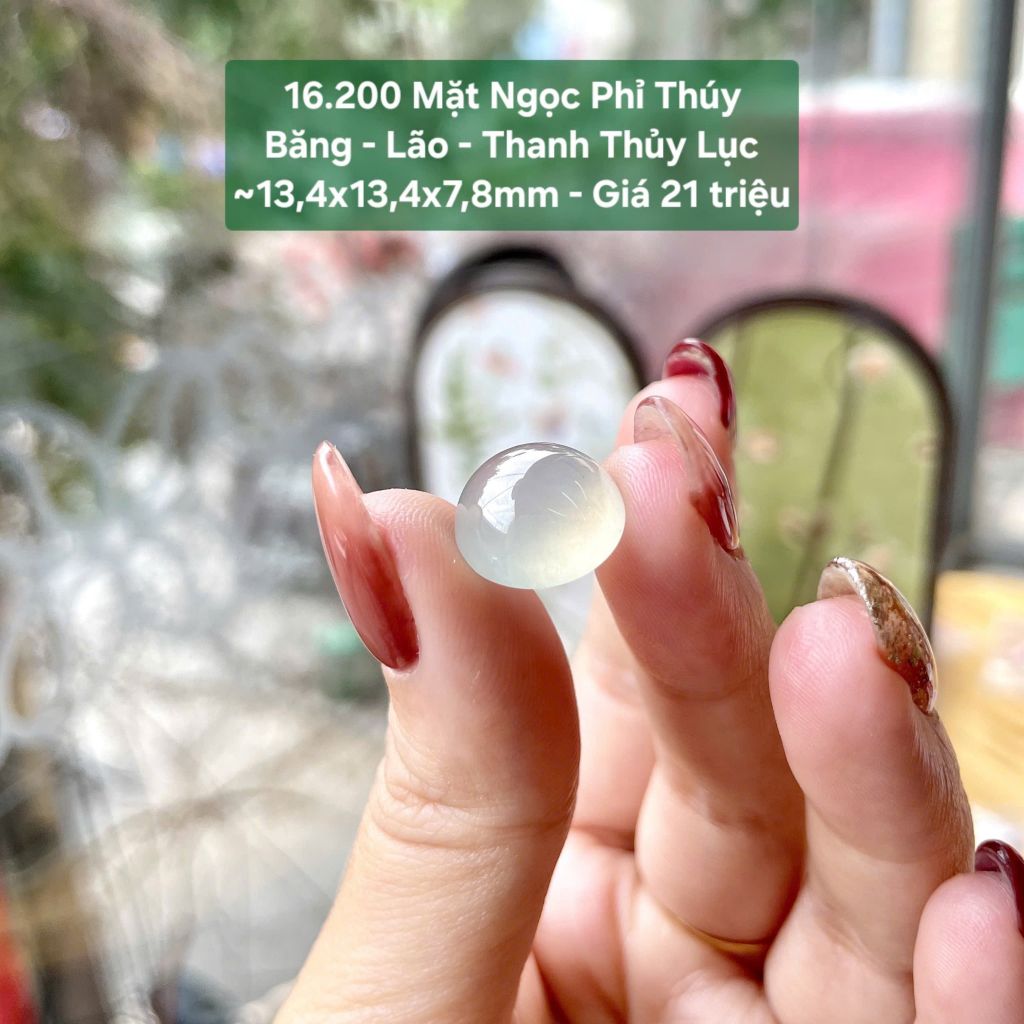 Mặt Ngọc Phỉ Thúy - Băng-Lão- Thanh Thủy Lục 13,4x13,4x7,8mm 16.200