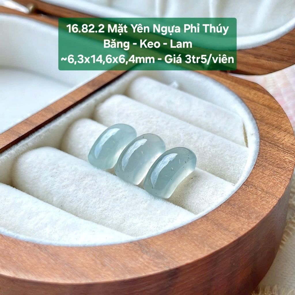 Mặt Yên Ngựa Phit Thuý Băng - Keo - Lam ~6.3x14.6x6.4mm 16.82.2
