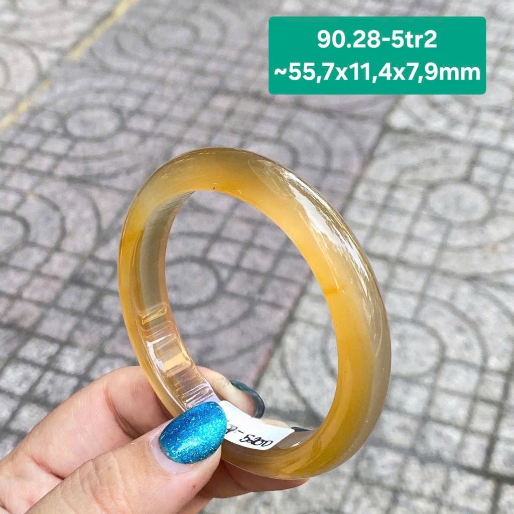 Vòng Hẹ Ngọc Tuỷ Chalcedony Đốm Đỏ Cam ~54,7x12,2x7,5mm 90.28