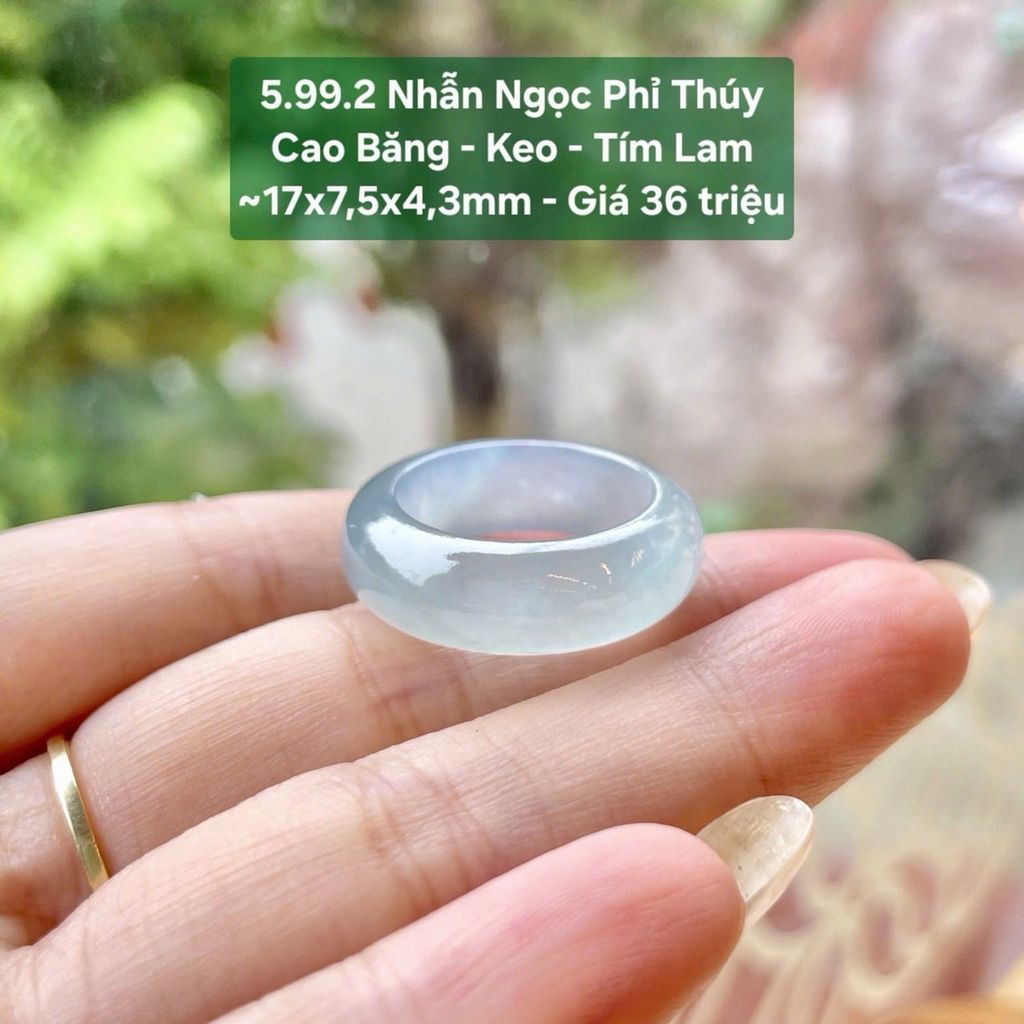Nhẫn Ngọc Phỉ Thúy  Cao Băng - Keo - Tím Lam  ~17x7,5x4,3mm 5.99.2
