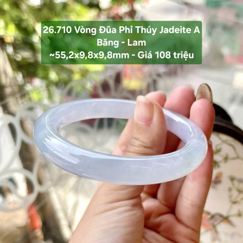 26.710 Vòng Hẹ Phỉ Thuý Jadeite A- Băng - Lam ~55,2x9,8x9,8mm