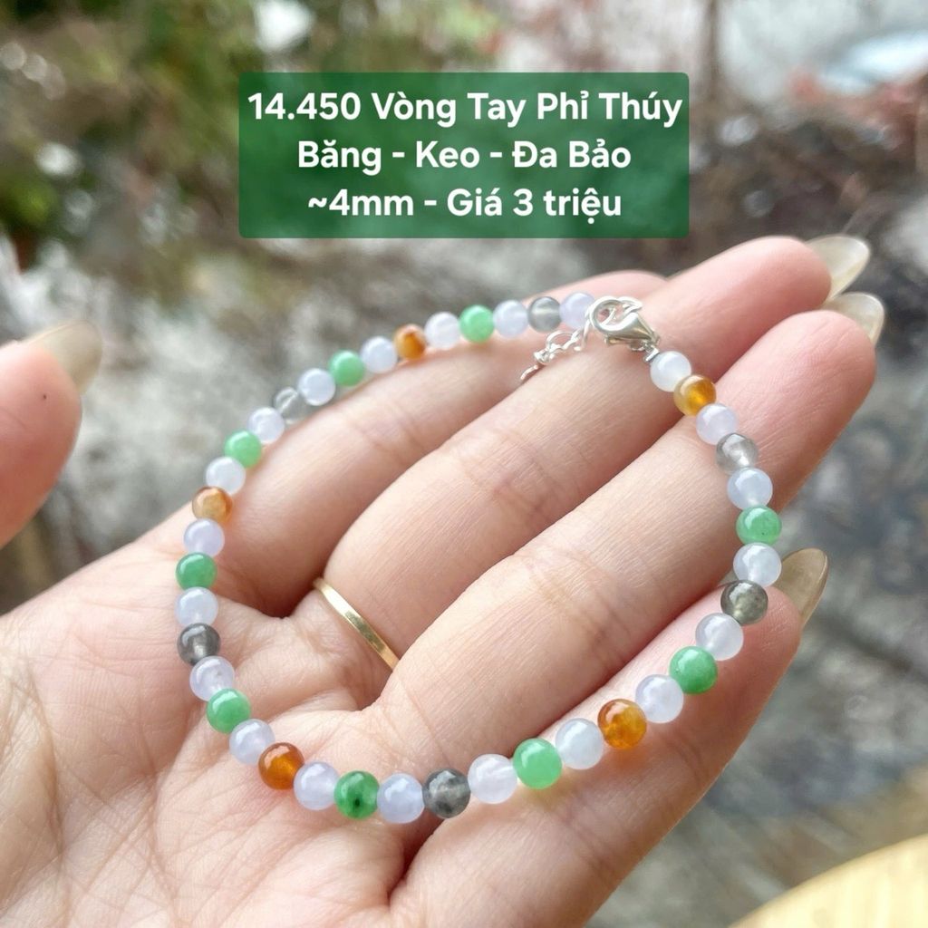Vòng Tay Phỉ Thúy Băng - Keo - Đa Bảo ~4mm 14.450