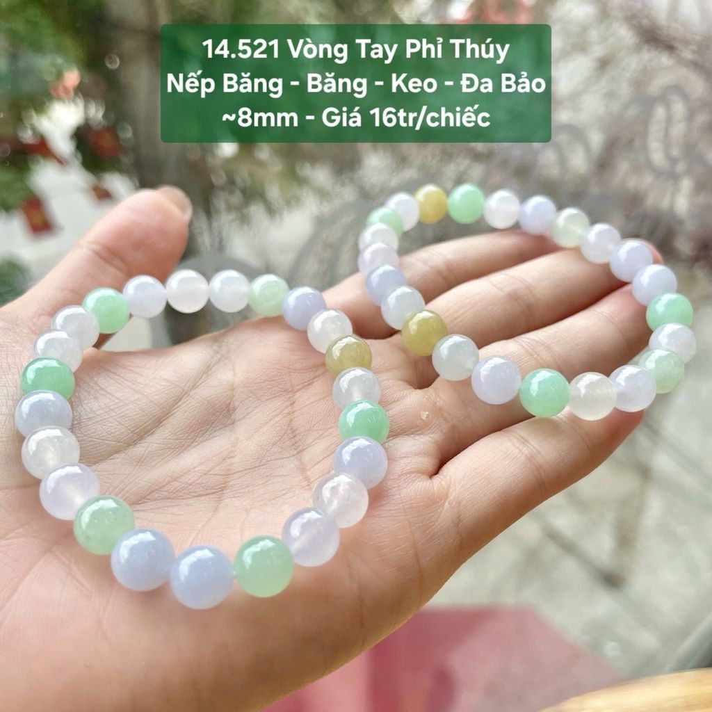Vòng Tay Phỉ Thúy  Nếp Băng - Băng - Keo - Đa Bảo  ~8mm 14.521