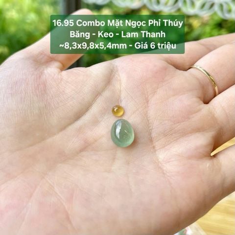 Combo Mặt Ngọc Phỉ Thuý Băng - Keo - Lam Thanh ~8.3x9.8x5.4mm - 16.95