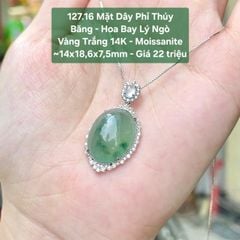 Mặt Dây Phỉ Thúy  Băng - Hoa Bay Lý Ngò VT14K - Moissanite  ~14x18,6x7,5mm 127.16