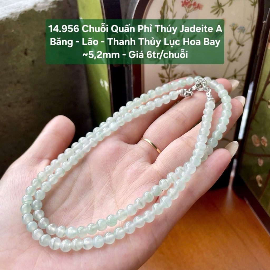 14.956 Chuỗi Quấn Phỉ Thúy Jadeite A Băng - Lão - Thanh Thủy Lục Hoa Bay ~5,2mm