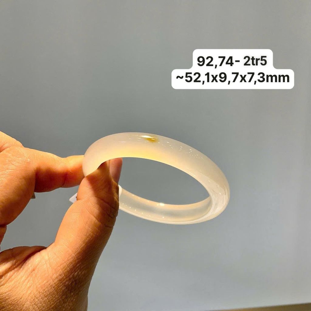 92.74 Vòng Ngọc Tuỷ Chalcedony Bạch Nguyệt Quang Đốm Hoàng Kim ~52,1x9,7x7,3mm