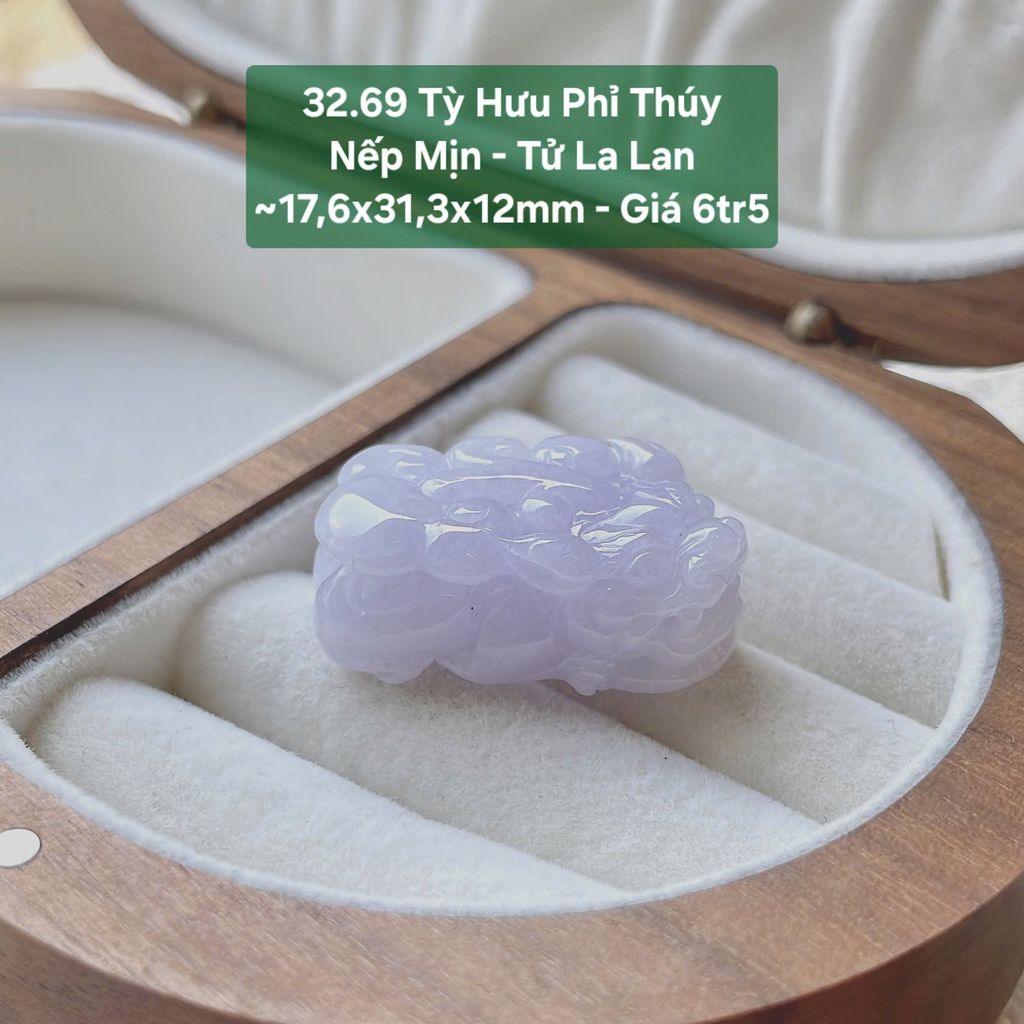 Tỳ Hưu Phỉ Thúy Nếp Mịn - Tử La Lan ~17,6x31,3x12mm 32.69
