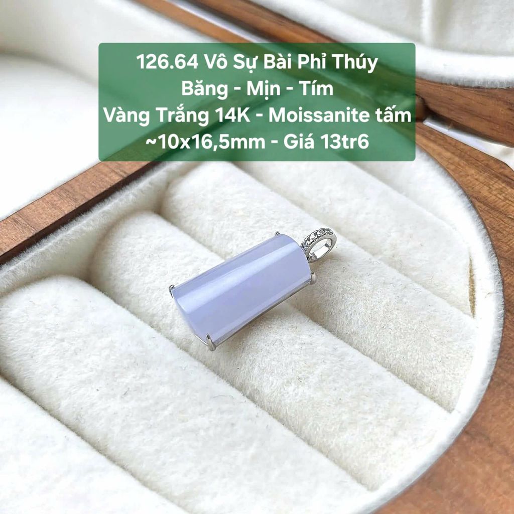 Vô Sự Bài Phỉ Thúy  Băng - Mịn - Tím  VT 14K - Moissanite tấm  ~10x16,5mm 126.64