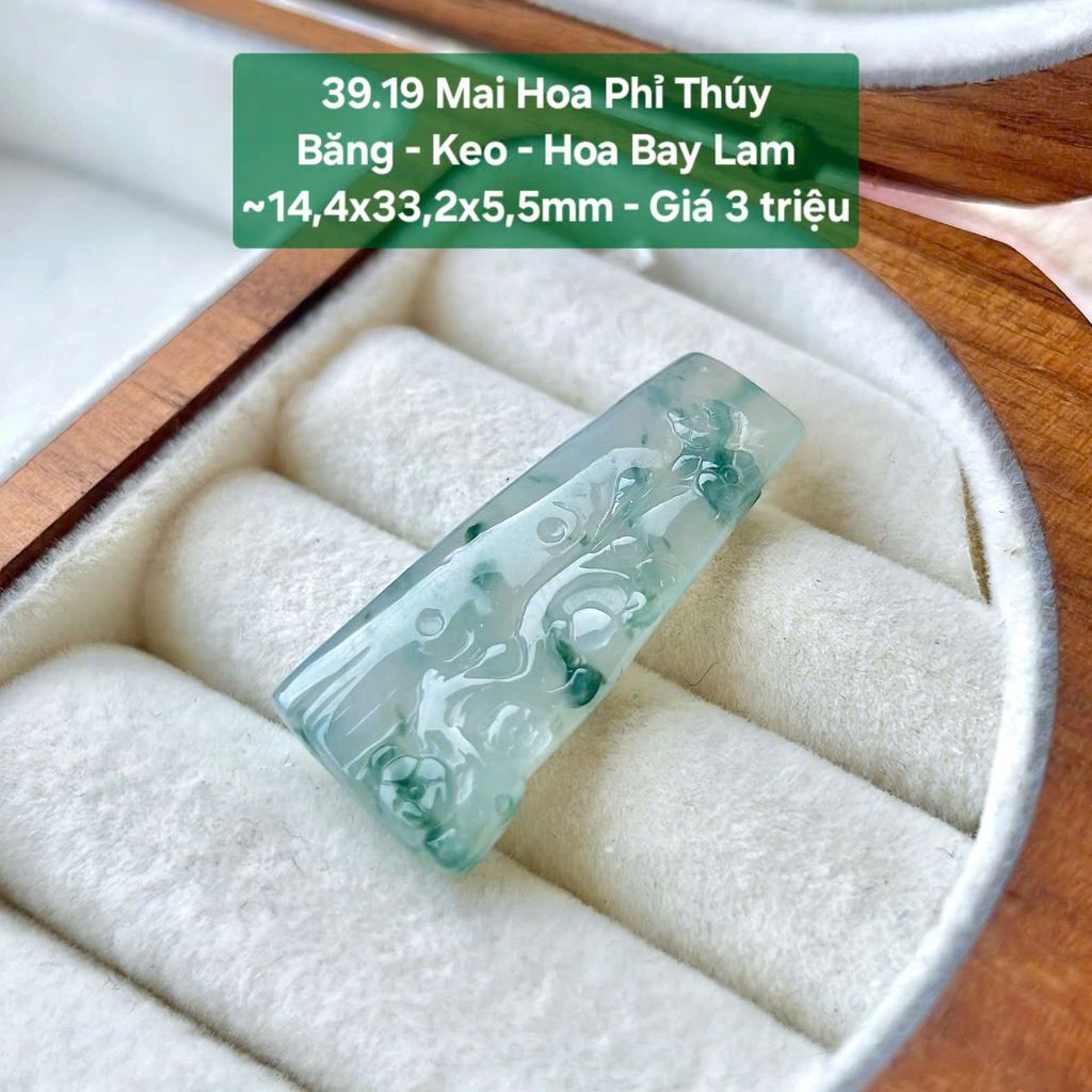 Mai Hoa Phỉ Thuý Băng - Keo - Hoa Bay Lam ~14.4x33.2x5.5mm - 39.19