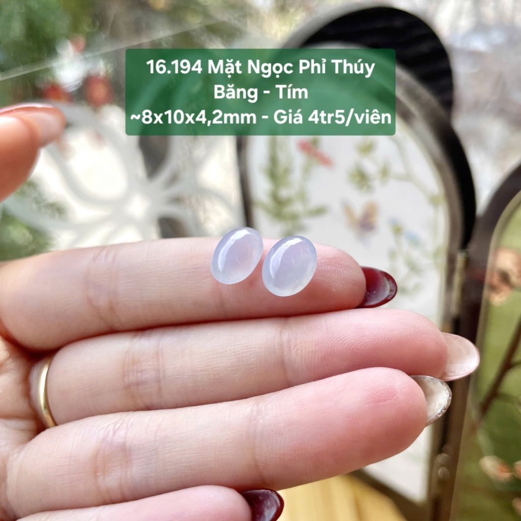 Mặt Ngọc Phỉ Thúy Băng - Tím ~8x10x4,2mm 16.194