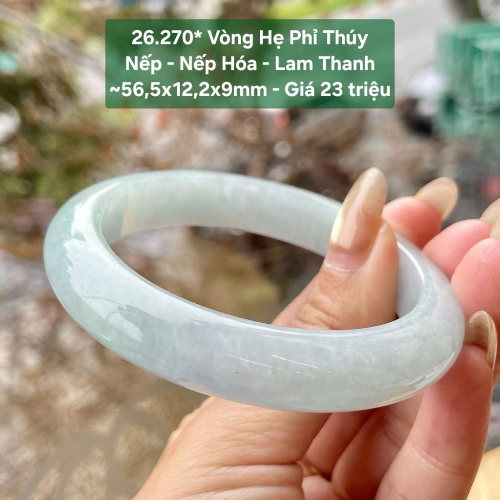 Vòng Hẹ Phỉ Thuý Nếp - Nếp Hoá - Lam Thanh ~56.5x12.2x9mm - 26.270*